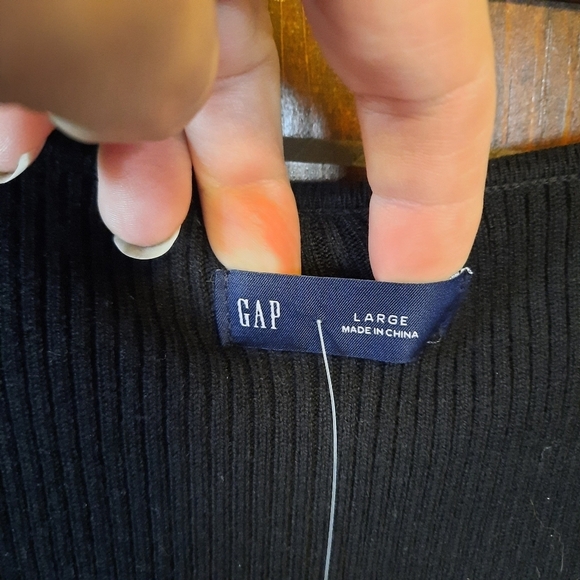 🛍NWT GAP Rib Corset Bodysuit Black ribbed knit elbow length sleeves size large - Picture 10 of 15